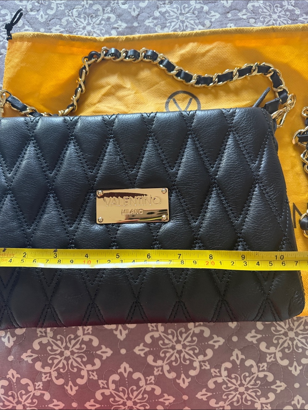 Valentino Black Quilted Leather Crossbody with Gold Chain - Picture 4 of 6